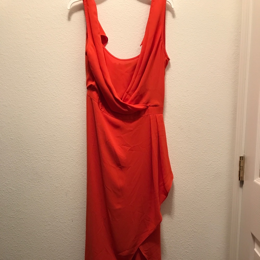 BCBG MAXAZRIA Asymmetrical Orange Red Dress Woman Size XS